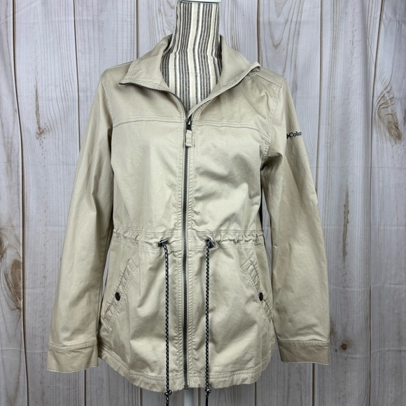 Columbia Jackets & Blazers - Columbia Jacket Lightweight Windbreaker Waist Drawstring Womens Tan Size Medium